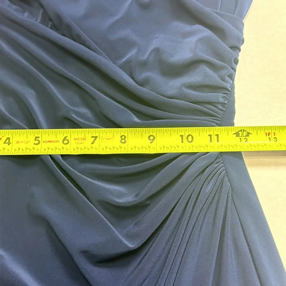 Lauren Ralph Lauren Evening Dress Navy Blue Side Ruched Midi Womens Size 2 - Picture 12 of 13